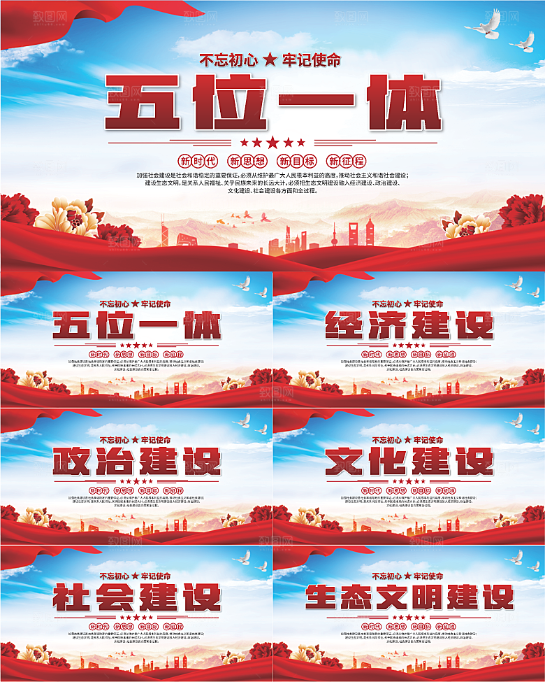 五位一体党建展板