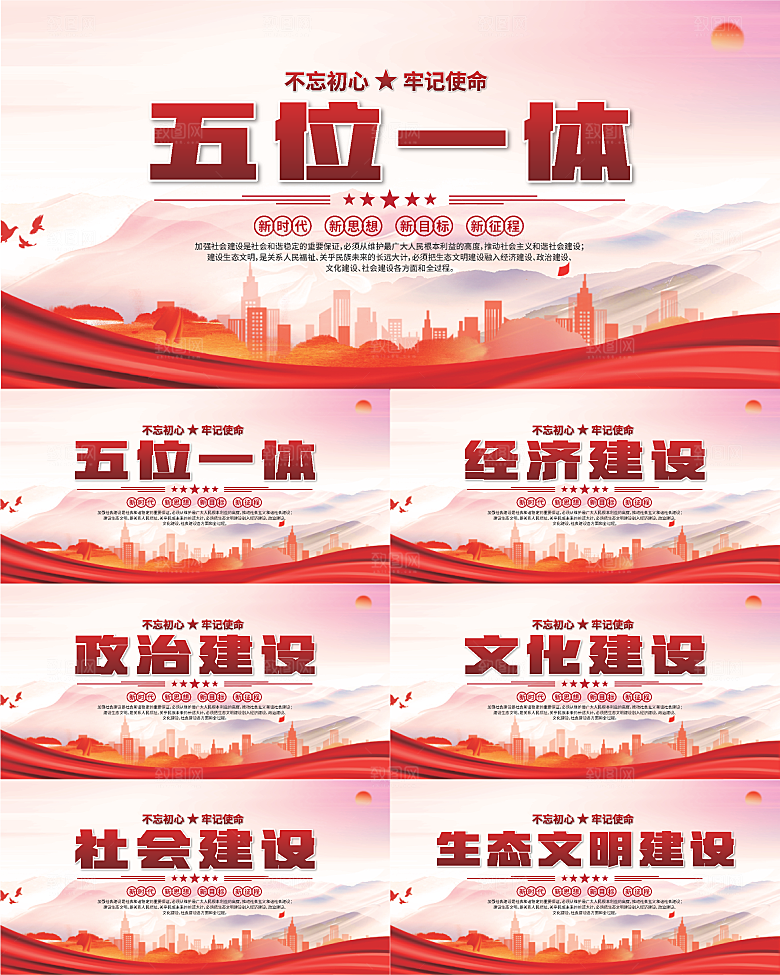 五位一体党建展板