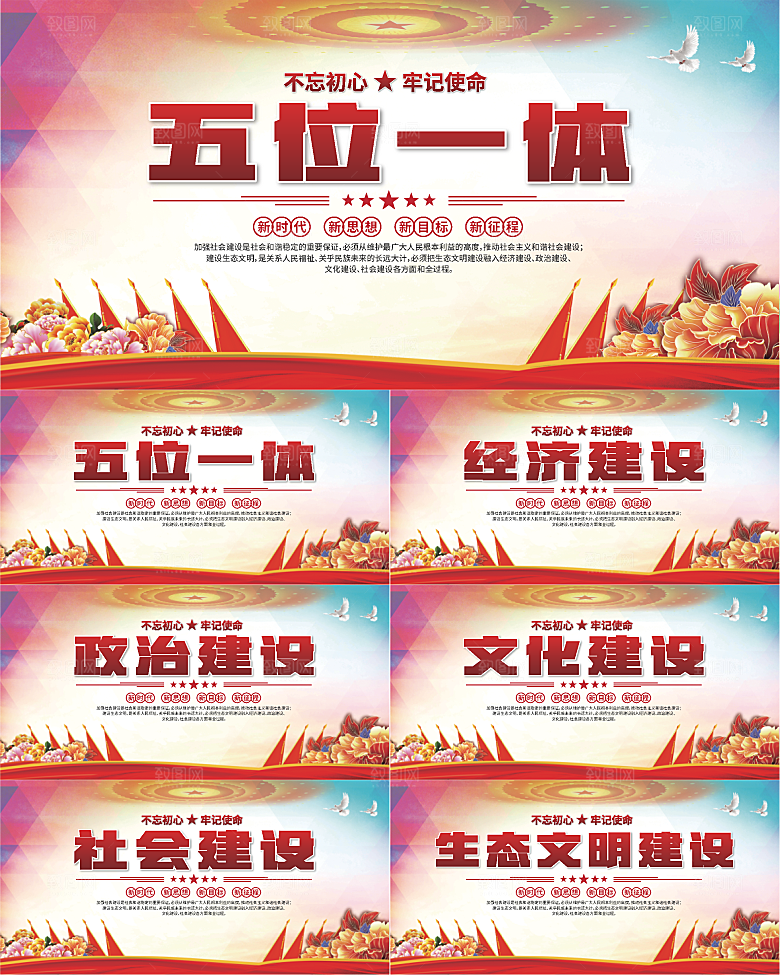 五位一体党建展板
