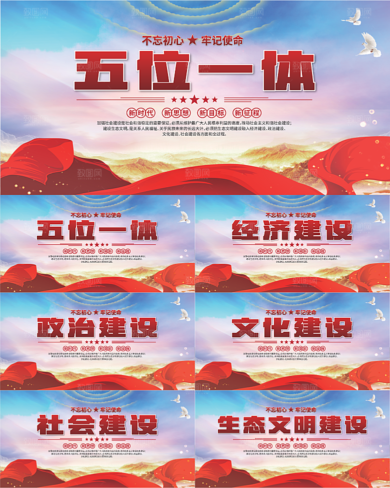 五位一体党建展板