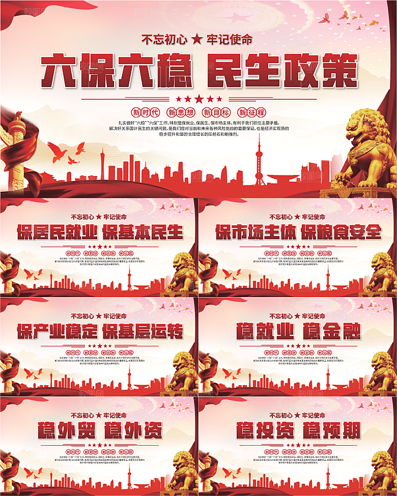 六保六稳党建展板系列