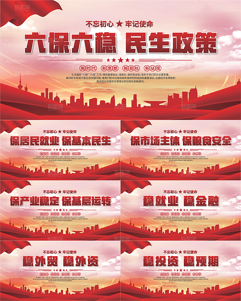 六保六稳党建展板系列