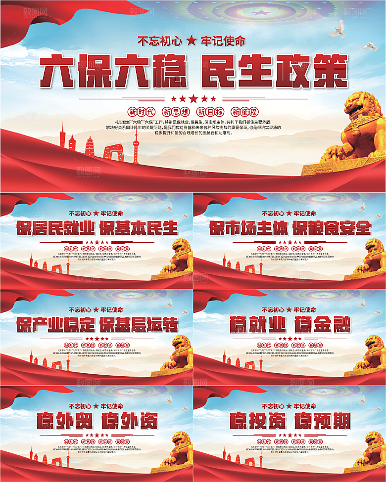 六保六稳党建展板系列