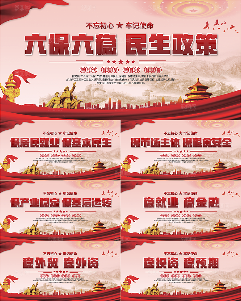 六保六稳党建展板系列