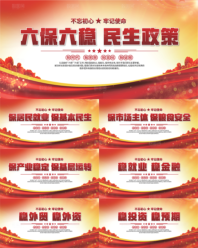 六保六稳党建展板系列