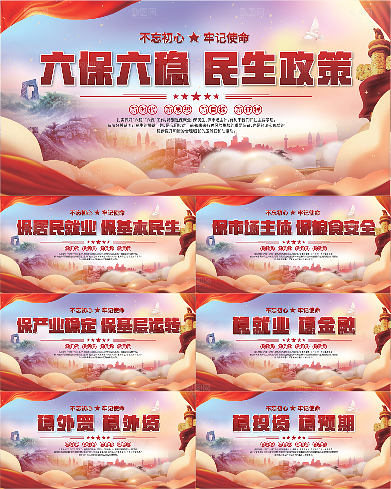 六保六稳党建展板系列