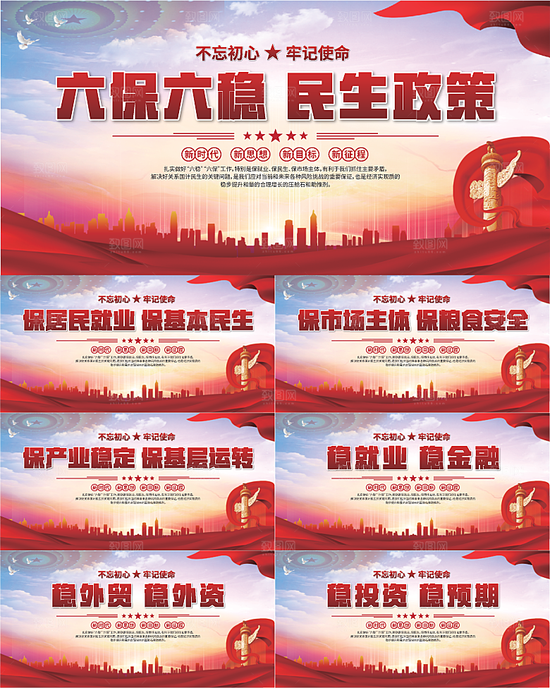 六保六稳党建展板系列