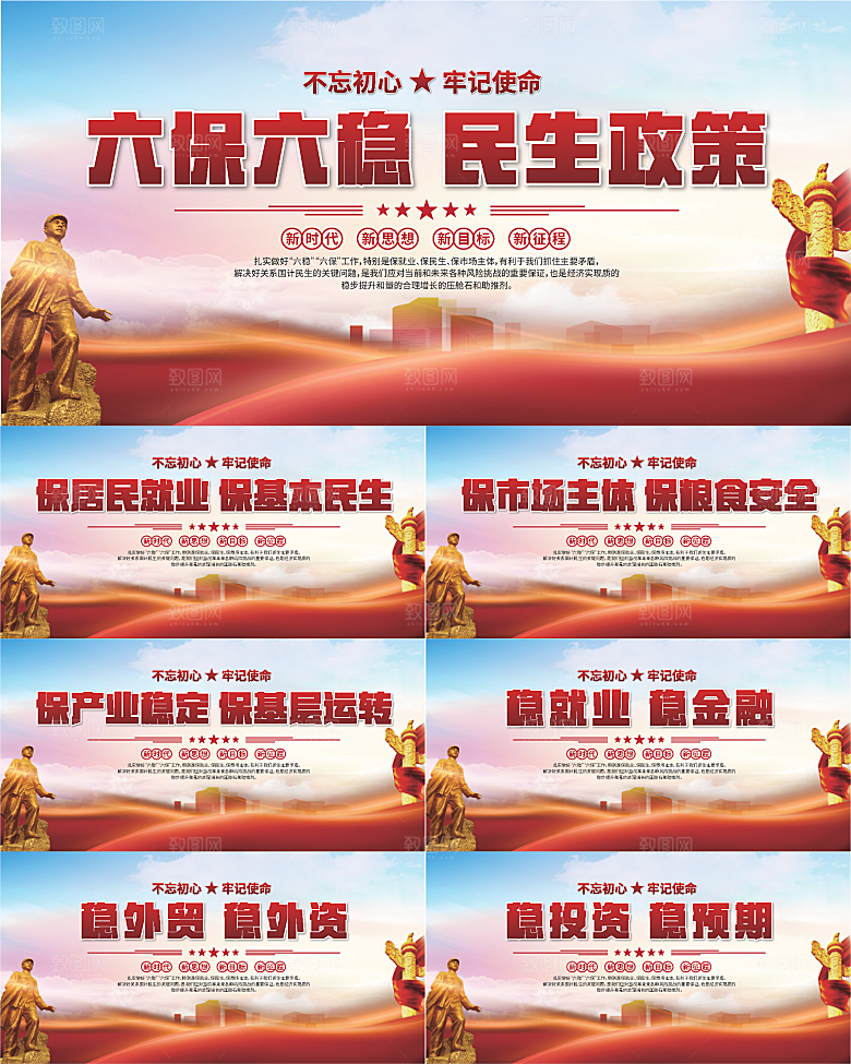 六保六稳党建展板系列