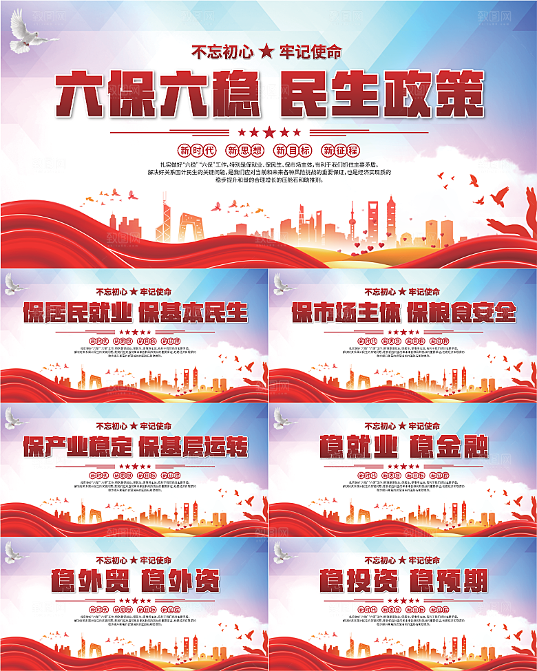 六保六稳党建展板系列