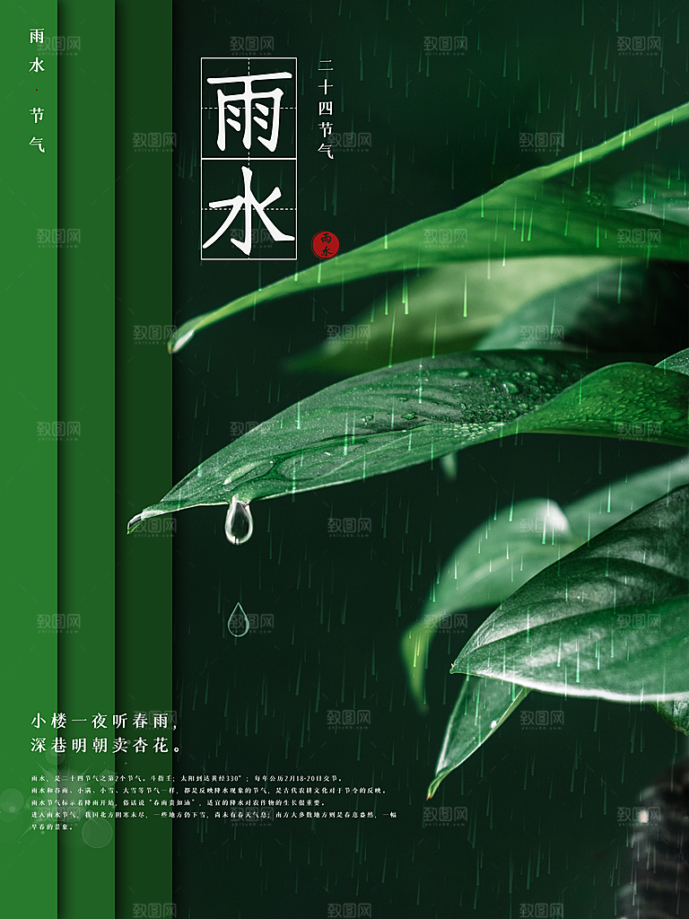 中国传统节气雨水系列海报设计