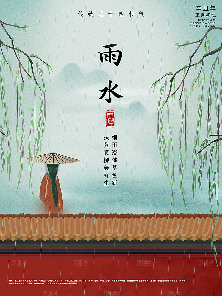 中国传统节气雨水系列海报设计