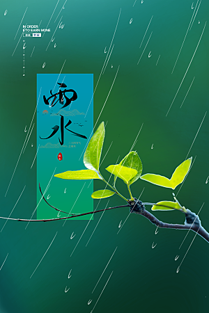 春季简约质感二十四节气雨水海报