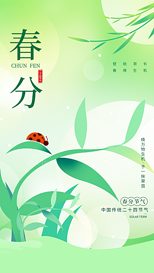 春分节气简约大气海报