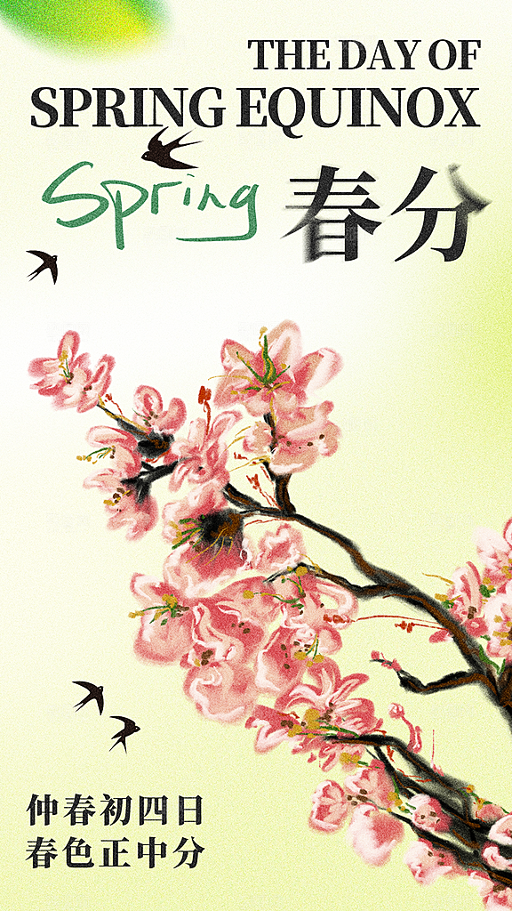 春分节气简约大气海报
