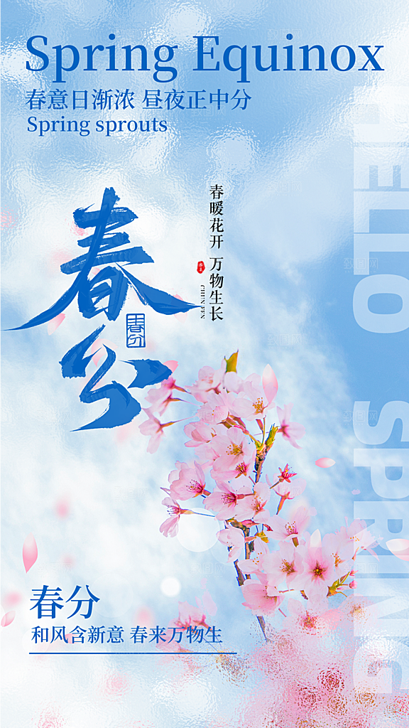春分节气简约大气海报
