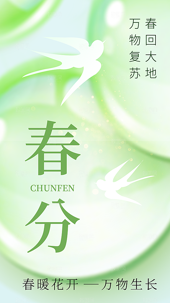 春分节气简约大气海报