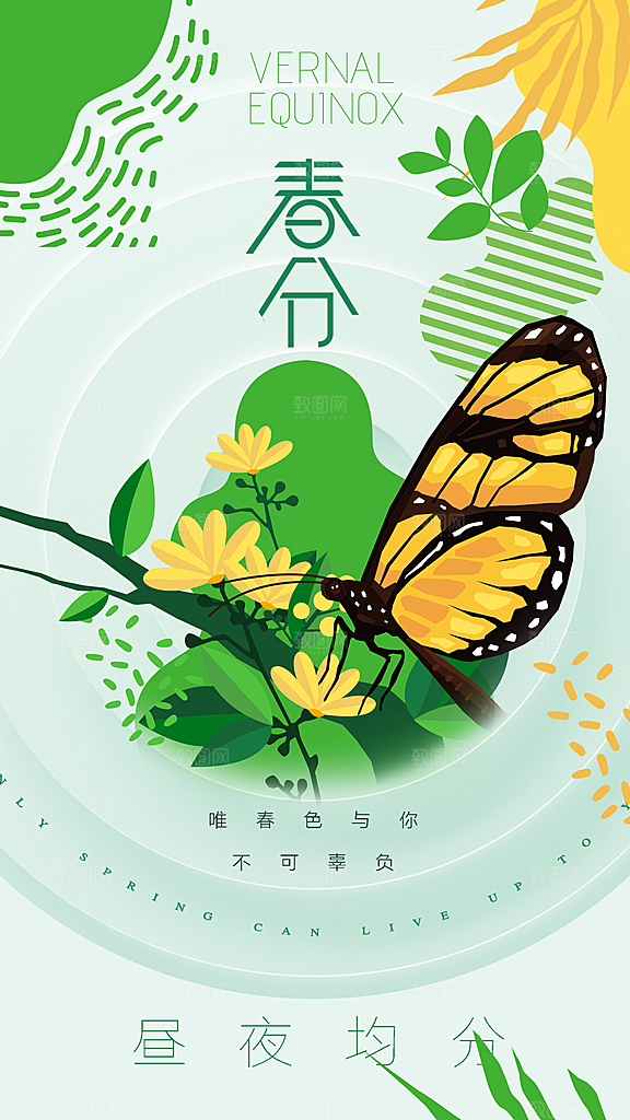 春分节气简约大气海报