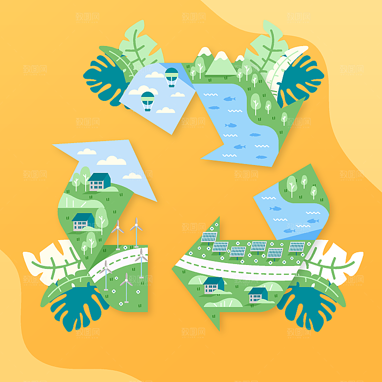 保护地球环境简约大气插画