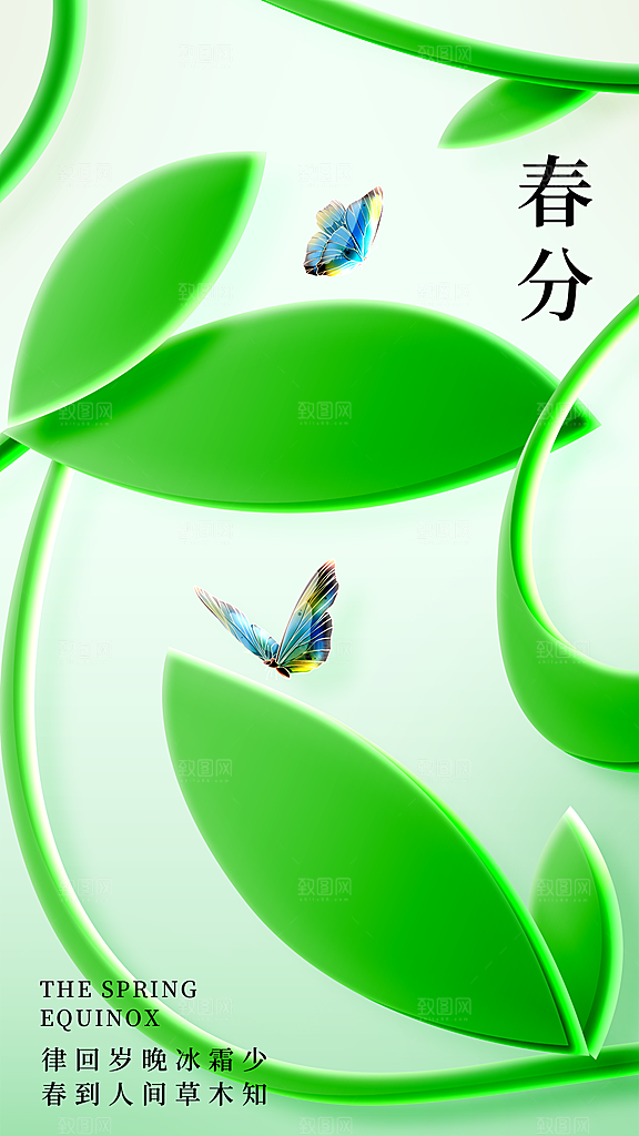 春分节气简约大气海报