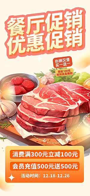 美食促销活动周年庆海报