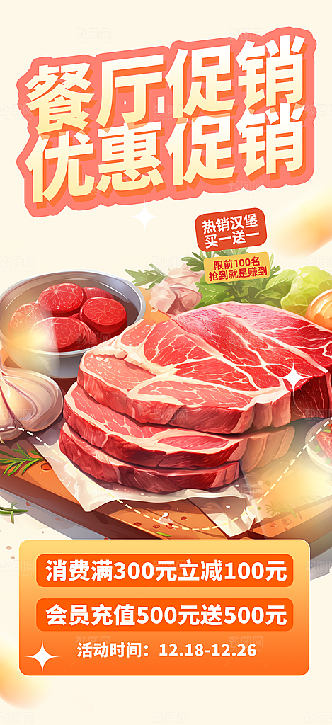 美食促销活动周年庆海报