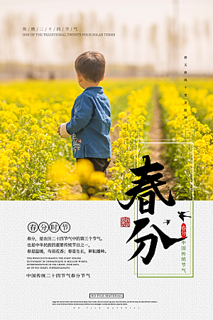 春分节气简约大气海报