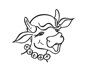 卡通手绘小牛牛头素材