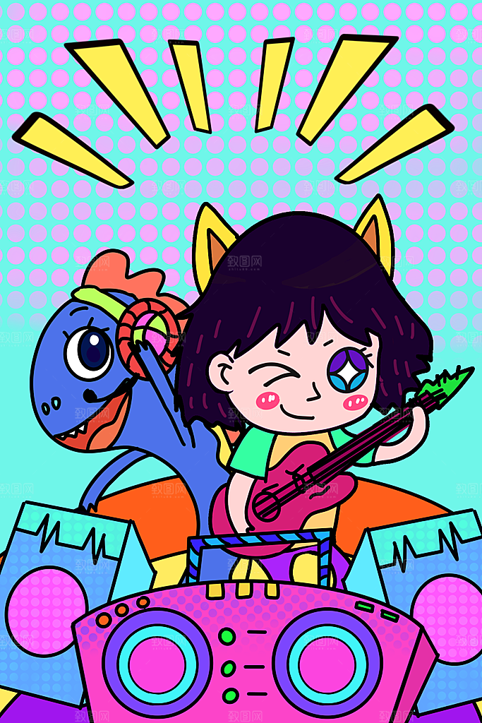 波普风涂鸦海报手绘抽象插画