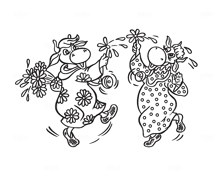 卡通手绘小牛矢量素材