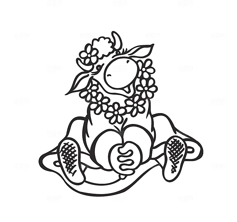 卡通小牛娱乐游玩素材