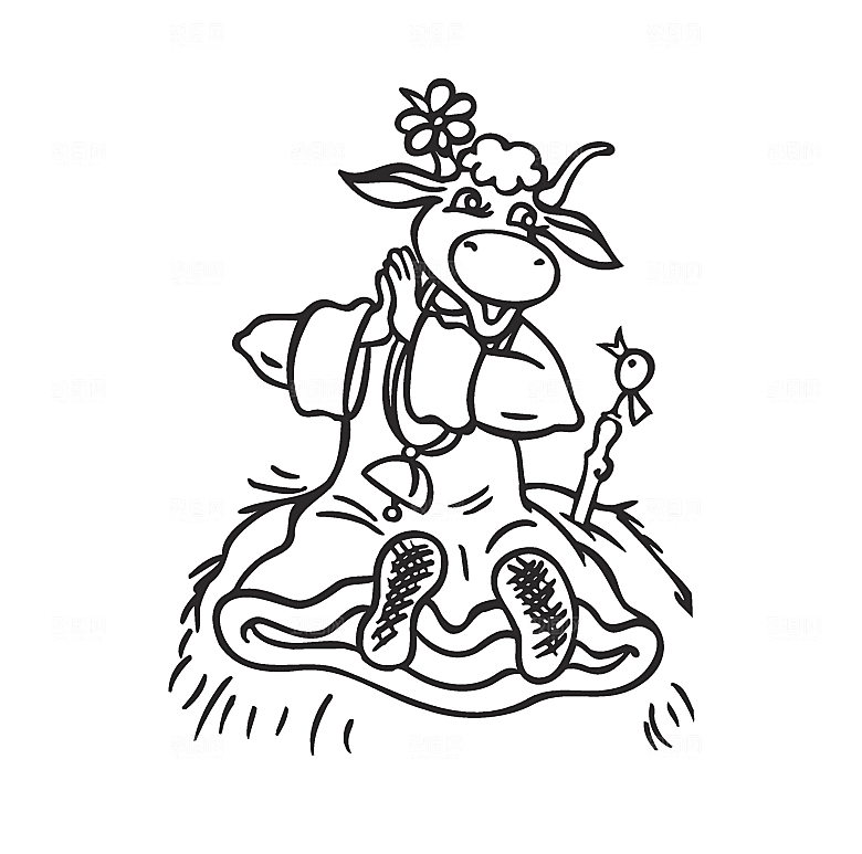 卡通小牛娱乐游玩素材