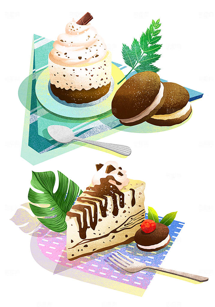 地方特色美食小吃甜点火锅元素插画