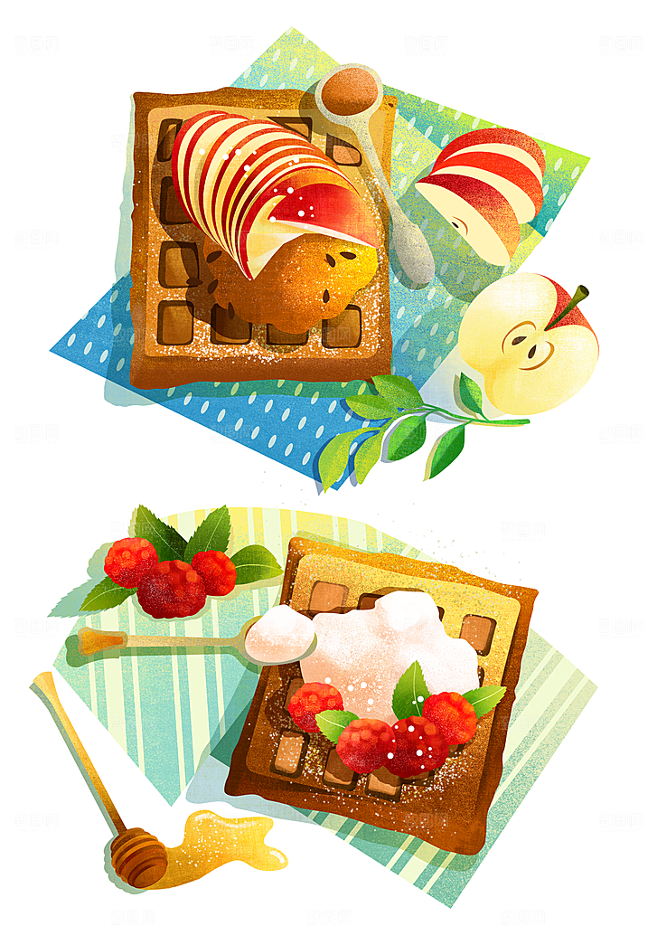 地方特色美食小吃甜点火锅元素插画