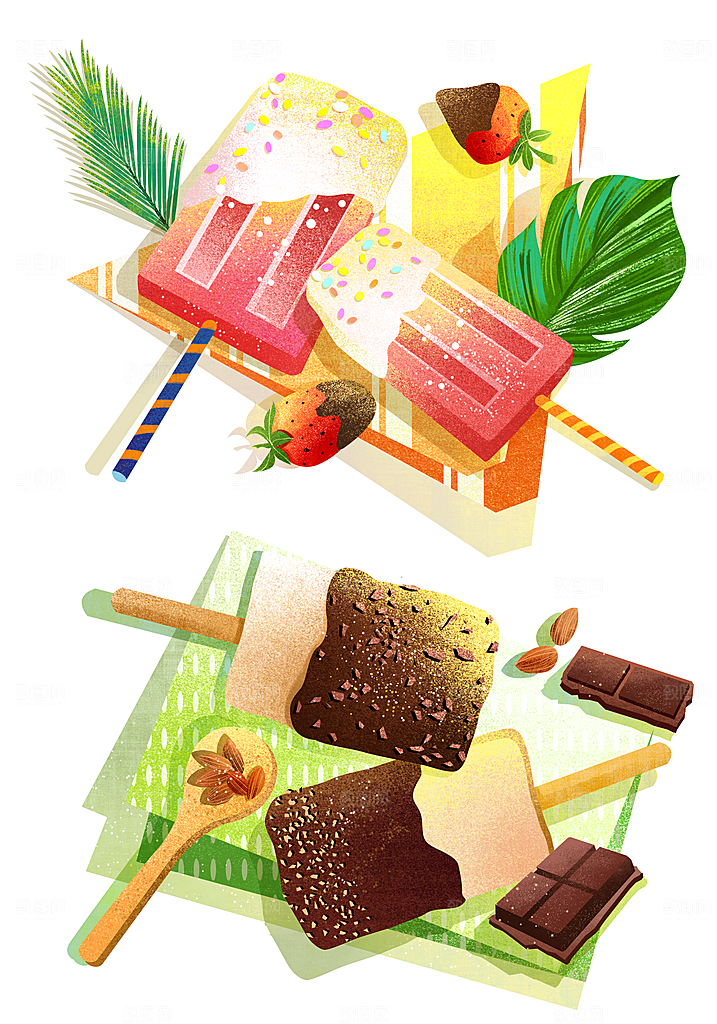 地方特色美食小吃甜点火锅元素插画