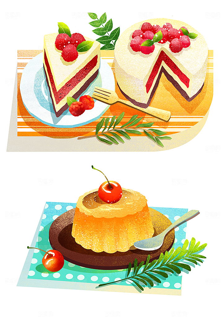 地方特色美食小吃甜点火锅元素插画