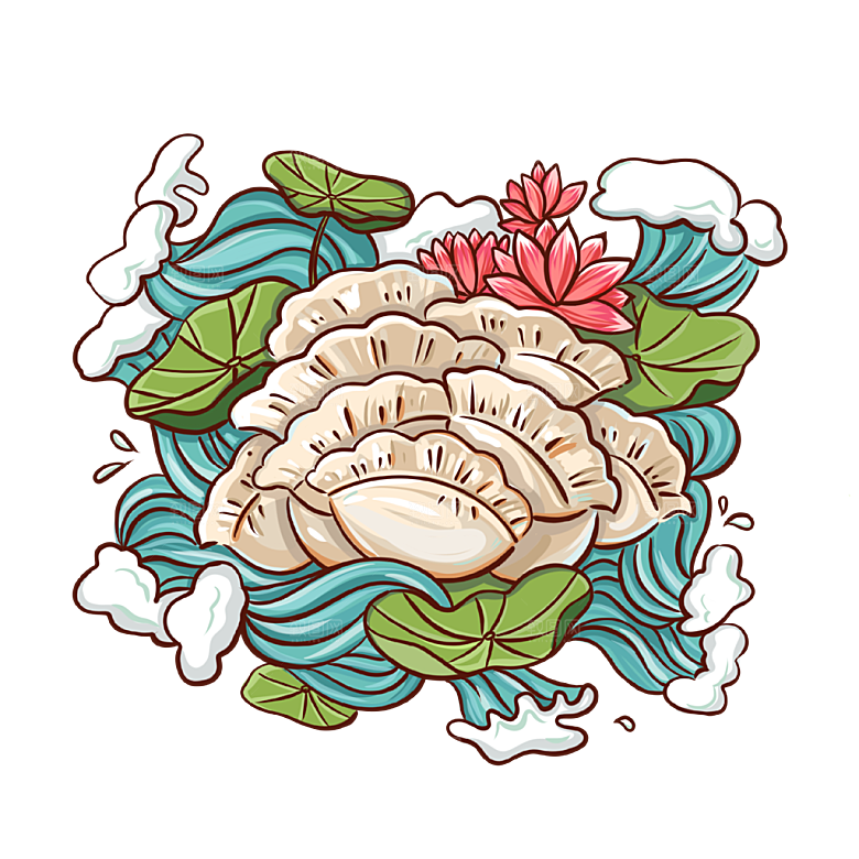 地方特色美食小吃甜点火锅元素插画