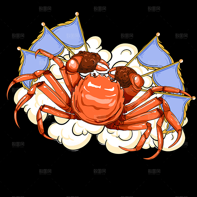 地方特色美食小吃甜点火锅元素插画