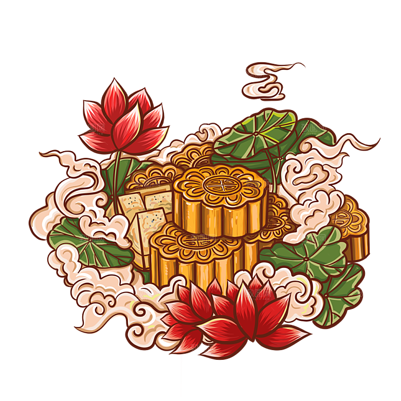 地方特色美食小吃甜点火锅元素插画