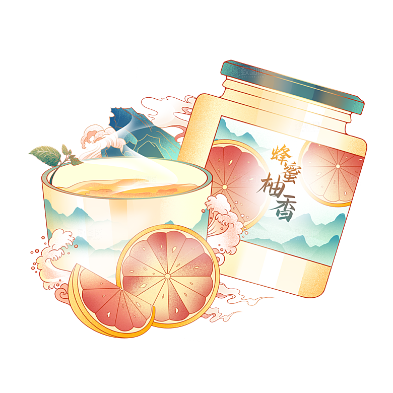 地方特色美食小吃甜点火锅元素插画
