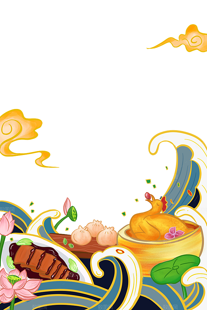 地方特色美食小吃甜点火锅元素插画