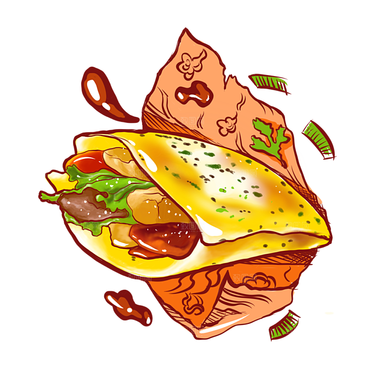 地方特色美食小吃甜点火锅元素插画