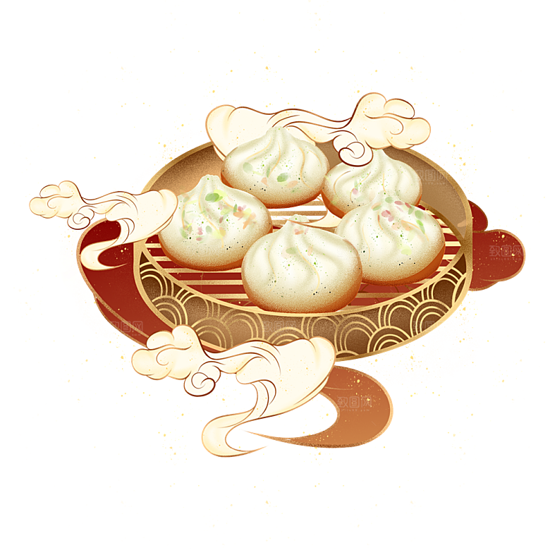 地方特色美食小吃甜点火锅元素插画