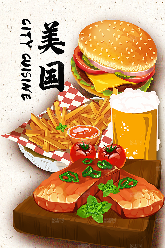 传统地方特色美食插画海报宣传