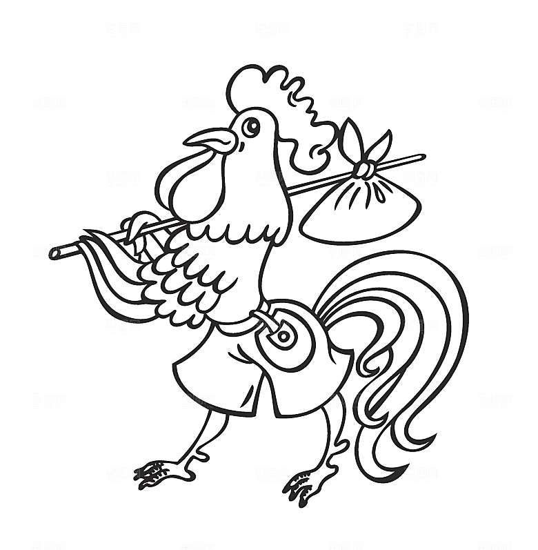 可爱大公鸡手绘素材