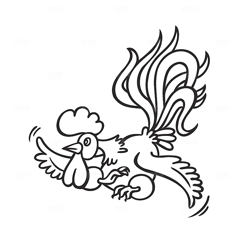 可爱大公鸡手绘素材