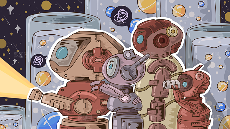 卡通儿童宇航员插画模板宇宙星球