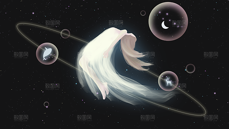 卡通手绘创意背景插画