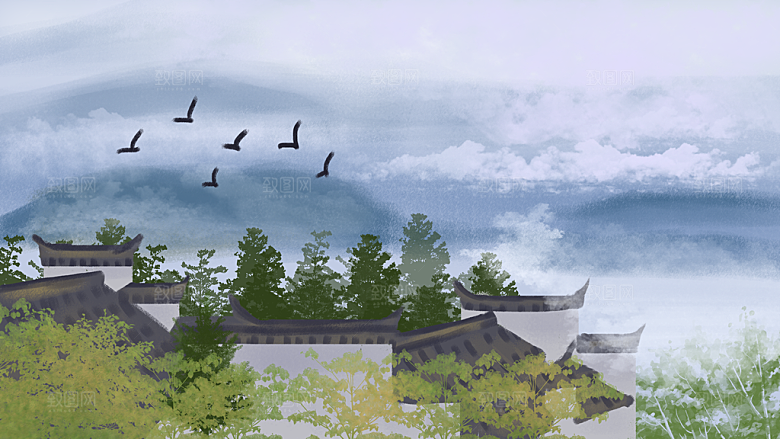 卡通手绘创意背景插画
