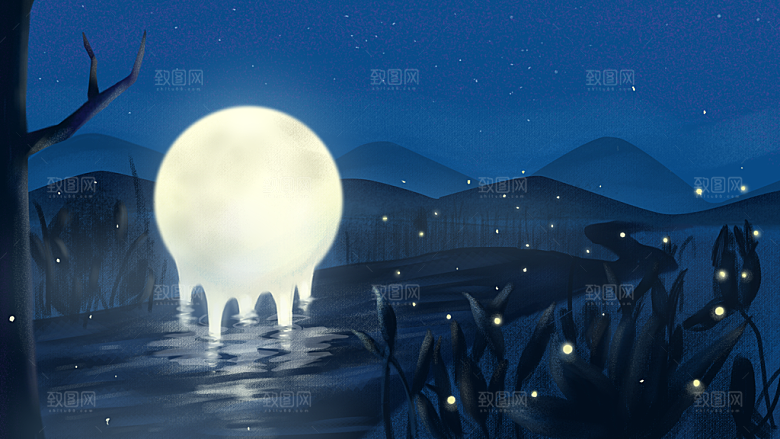 卡通手绘可爱插画风景