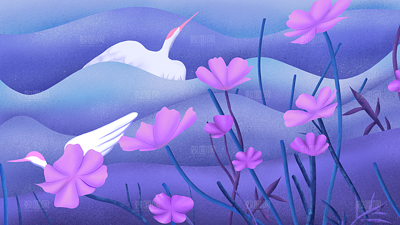 卡通手绘可爱插画风景